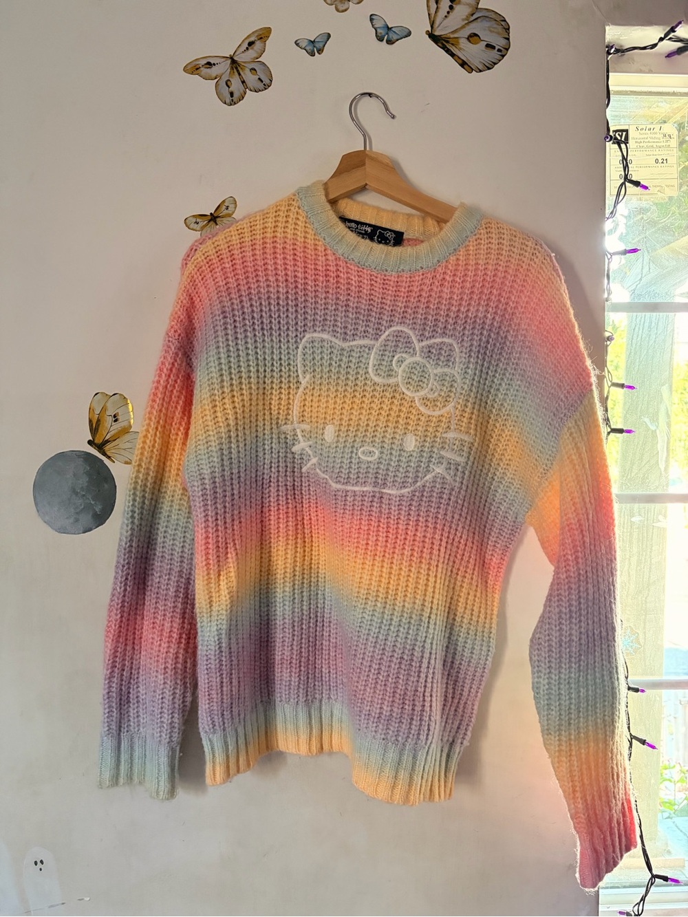 Forever 21 Pastel Rainbow Hello Kitty Knit Sweater